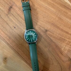 Green Leather Strap Watch